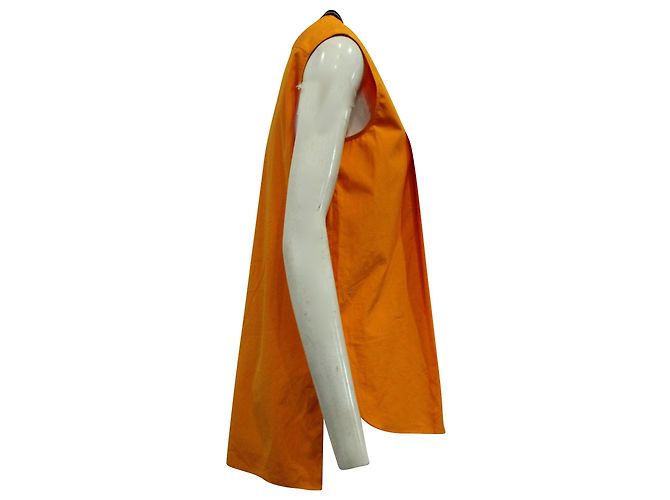 Marni Plissee-Frontbluse mit Halsschleife aus orangefarbener Baumwolle - Ansicht 2