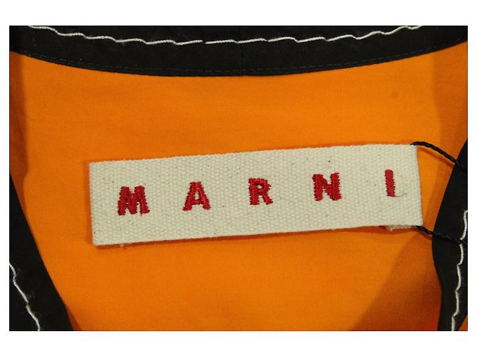 Marni Plissee-Frontbluse mit Halsschleife aus orangefarbener Baumwolle - Ansicht 4