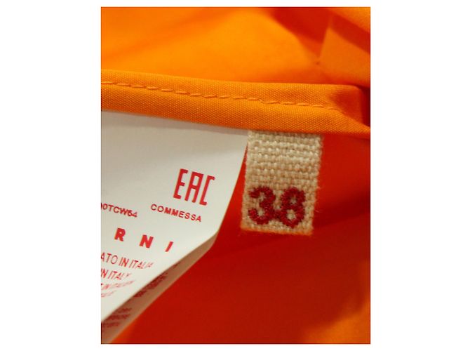 Marni Plissee-Frontbluse mit Halsschleife aus orangefarbener Baumwolle - Ansicht 5