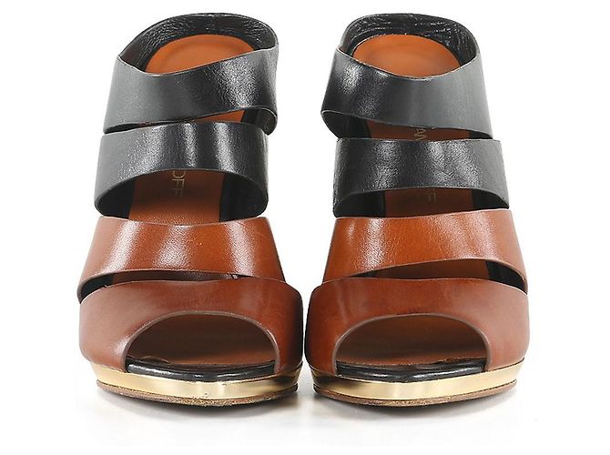 Rebecca Minkoff Mules Rae in pelle nera/marrone - vista 3