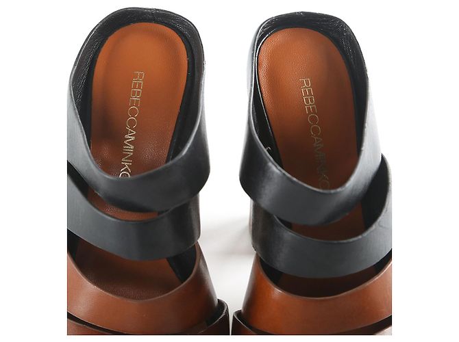 Rebecca Minkoff Mules Rae in pelle nera/marrone - vista 6