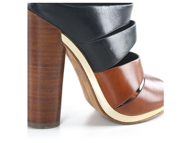 Rebecca Minkoff Mules Rae in pelle nera/marrone - vista 8