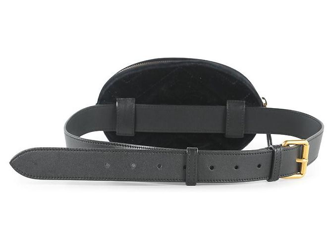 Sac ceinture Gucci en velours noir et cristaux Marmont - vue 2