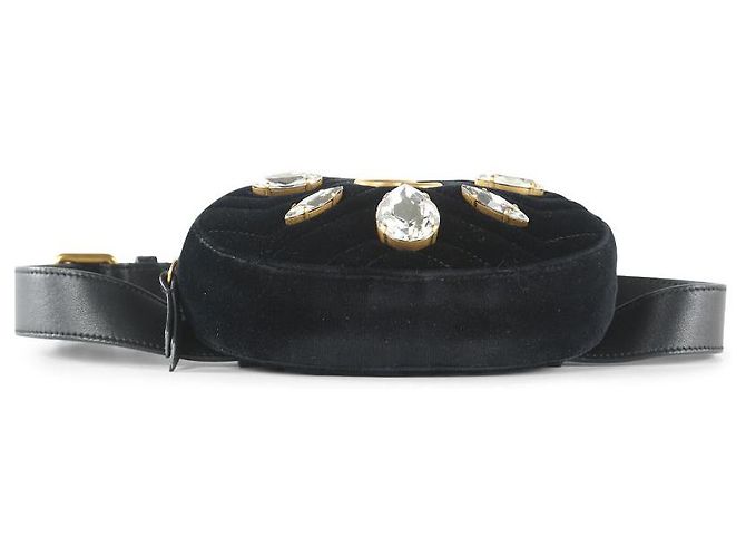 Sac ceinture Gucci en velours noir et cristaux Marmont - vue 5