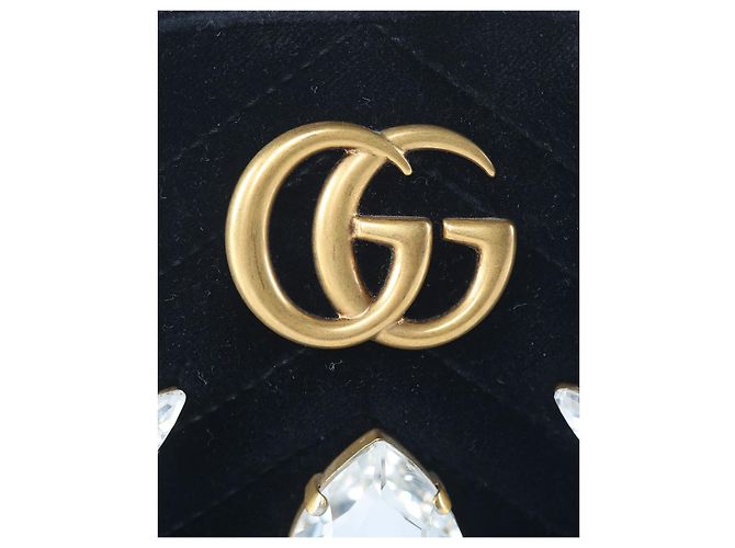 Sac ceinture Gucci en velours noir et cristaux Marmont - vue 7