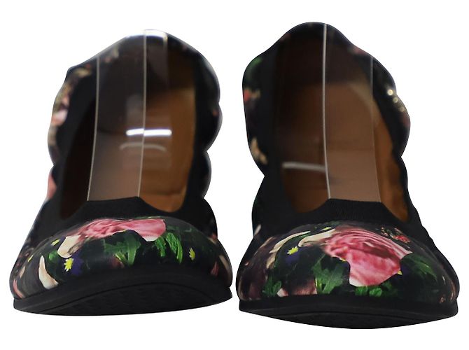 Givenchy Ballerinas mit Blumenmuster aus schwarzem Leder - Ansicht 2