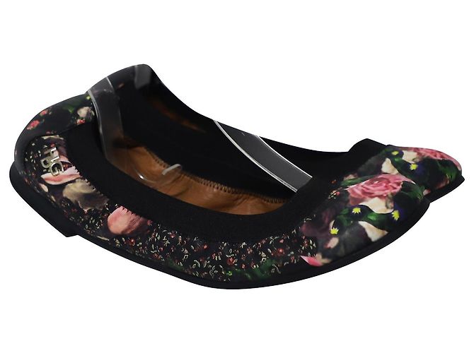 Givenchy Ballerinas mit Blumenmuster aus schwarzem Leder - Ansicht 3