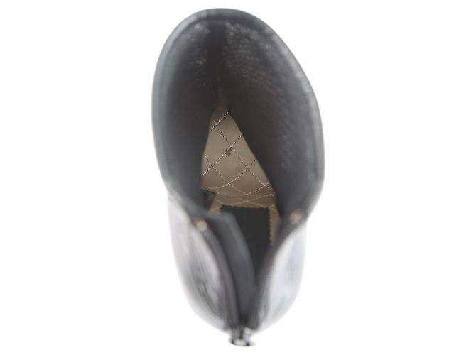 Chanel Botines negros de malla elástica y puntera dorada - vista 7