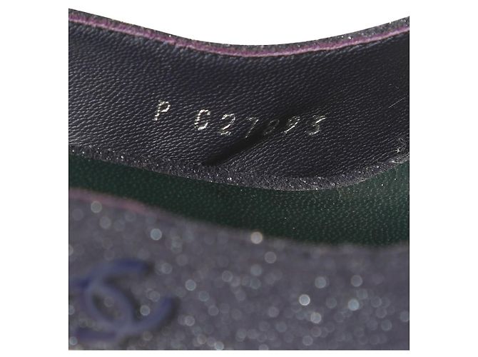 Décolleté Chanel con plateau e cinturino con cinturino blu navy e verde oliva - vista 8