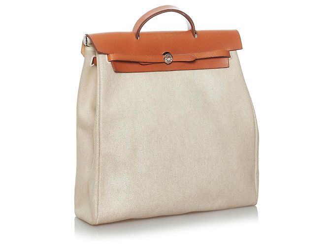 Hermès Hermes Weißer Herbag Canvas-Rucksack - Ansicht 2
