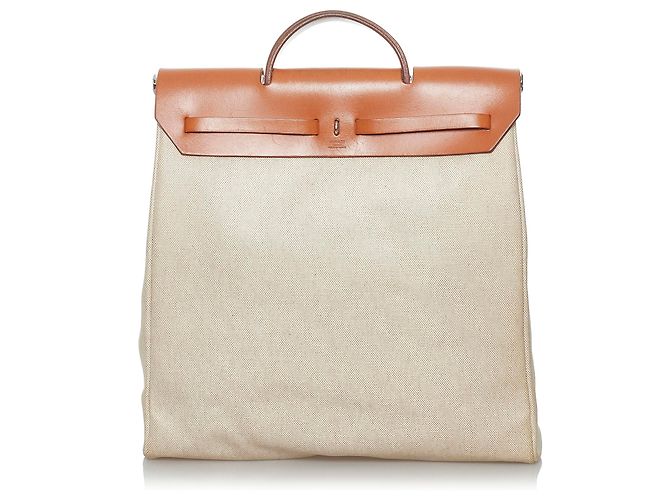 Hermès Hermes Weißer Herbag Canvas-Rucksack - Ansicht 3