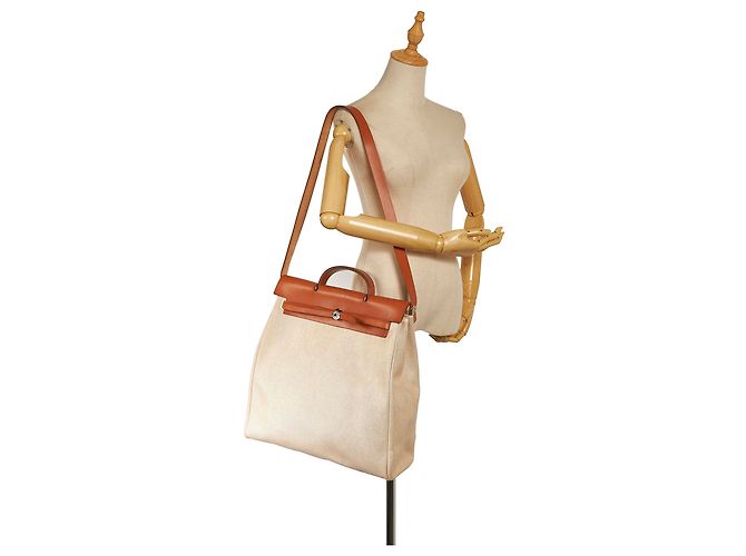 Hermès Hermes Weißer Herbag Canvas-Rucksack - Ansicht 8