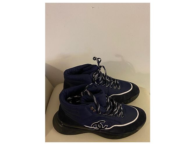Cambon Chanel nuove sneakers alte invernali Blu scuro - vista 3