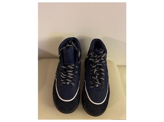 Cambon Chanel nuove sneakers alte invernali Blu scuro - vista 5