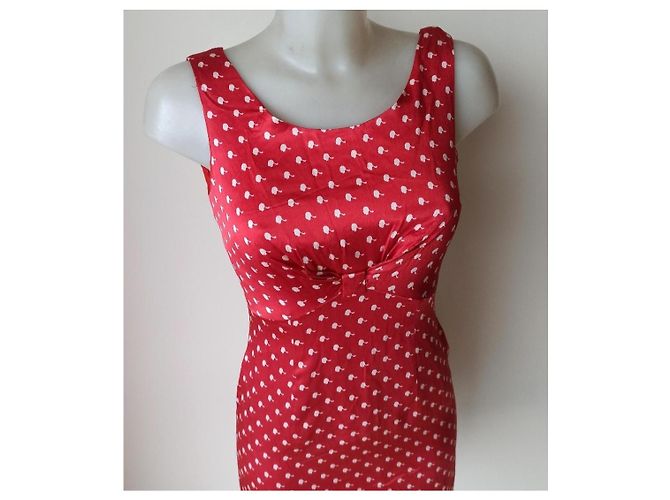 Moschino Cheap And Chic Moschino billiges und schickes gemustertes Kleid Weiß Rot - Ansicht 10