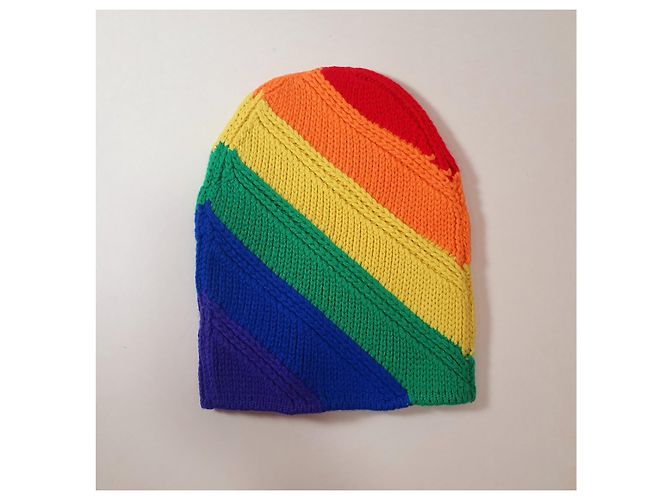 Berretto Burberry a righe arcobaleno in cashmere e lana Multicolore - vista 2