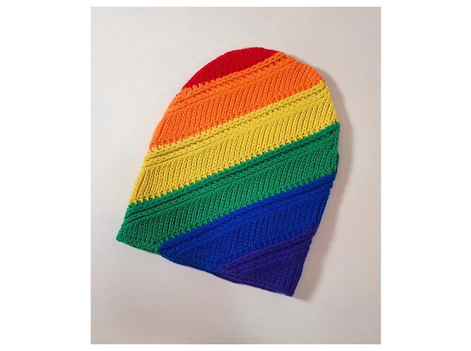 Berretto Burberry a righe arcobaleno in cashmere e lana Multicolore - vista 3