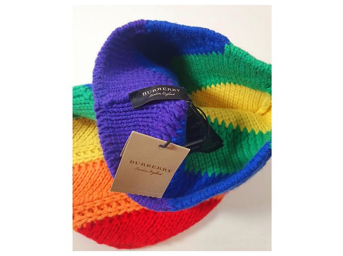 Berretto Burberry a righe arcobaleno in cashmere e lana Multicolore - vista 4