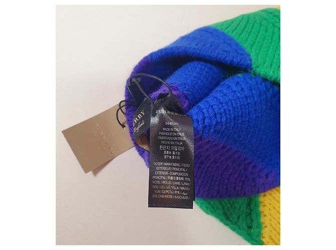 Berretto Burberry a righe arcobaleno in cashmere e lana Multicolore - vista 5