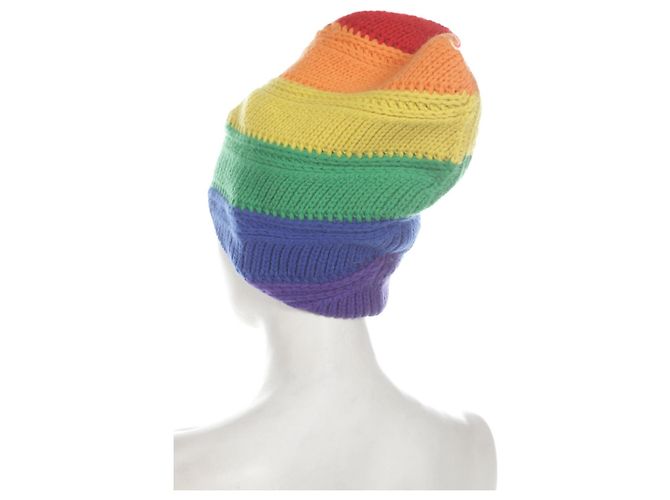 Berretto Burberry a righe arcobaleno in cashmere e lana Multicolore - vista 7