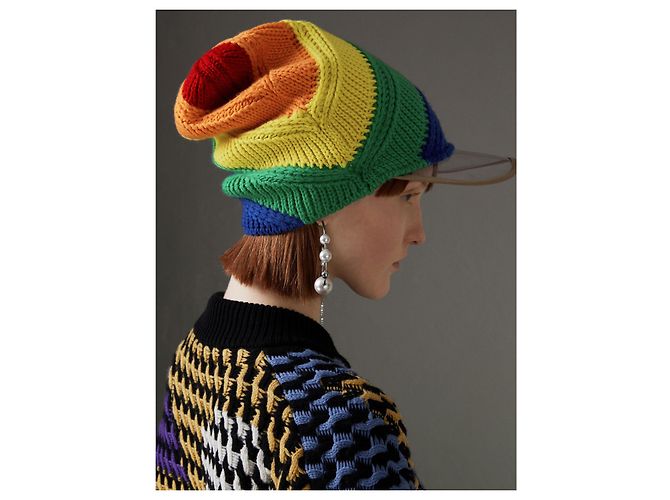 Berretto Burberry a righe arcobaleno in cashmere e lana Multicolore - vista 8