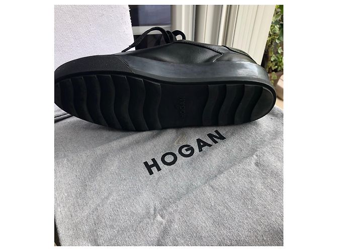 Autre Marque Sneaker Hogan in pelle di agnello nera con zeppa Nero - vista 3