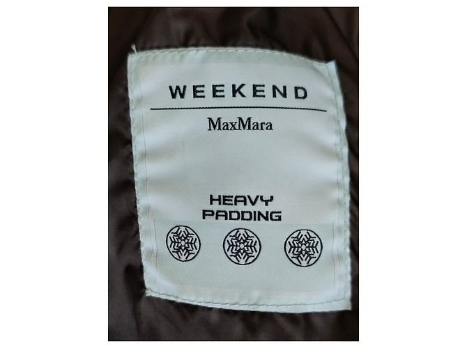 Chaqueta de Plumas Weekend Max Mara Capucha de Pelo de Conejo Marrón Oscuro - vista 9