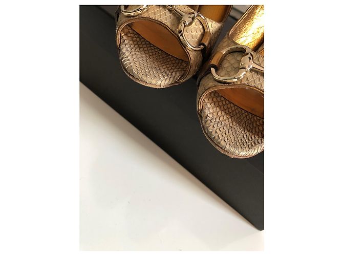 Gucci Python Ayers Sandals Beige Golden - view 11