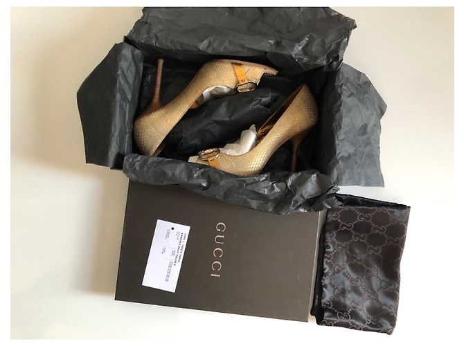 Gucci Python Ayers Sandals Beige Golden - view 13