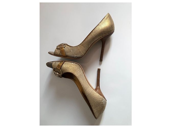Gucci Python Ayers Sandals Beige Golden - view 2