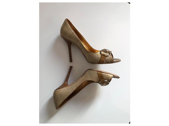 Gucci Python Ayers Sandals Beige Golden - view 3