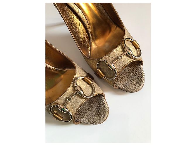 Gucci Python Ayers Sandals Beige Golden - view 5