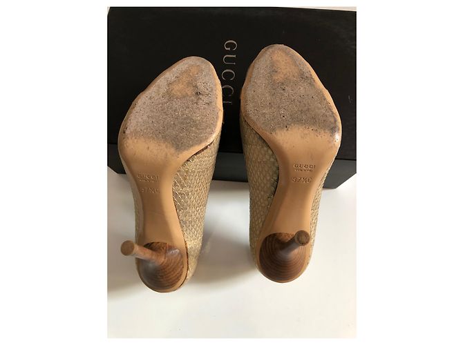 Gucci Python Ayers Sandals Beige Golden - view 9