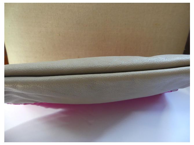 Pochette Bottega Veneta Intrecciato in pelle rosa e grigio - vista 8