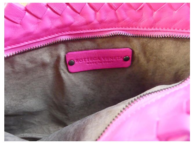 Pochette Bottega Veneta Intrecciato in pelle rosa e grigio - vista 9