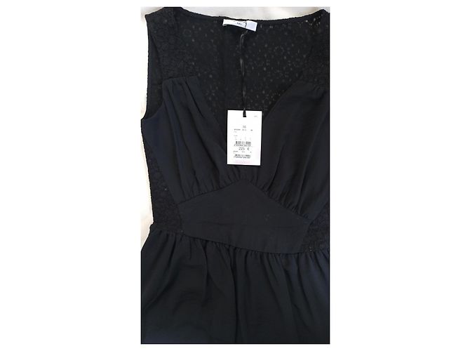 Zapa Schwarzes kurzes ärmelloses Kleid mit Spitze - Ansicht 3