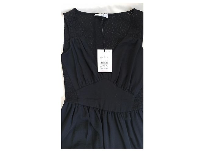 Zapa Schwarzes kurzes ärmelloses Kleid mit Spitze - Ansicht 5