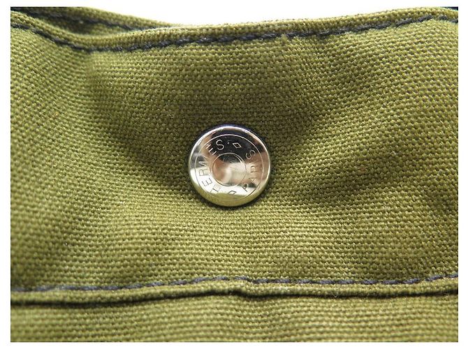 Hermès BORSA A MANO HERMES TOTO GM CABAS IN TELA VERDE E NERA BORSA A MANO - vista 5