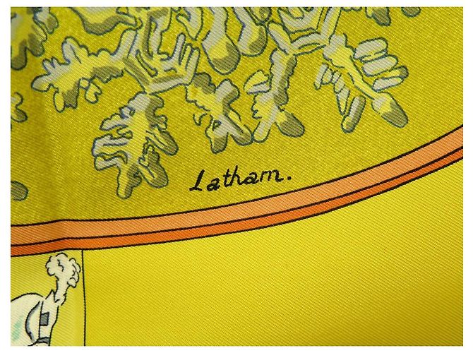 Hermès HERMES NEIGE D'ANTAN SCIARPA QUADRATA CATY LATHAM 90 SCIARPA IN SETA SETA GIALLA Giallo - vista 4