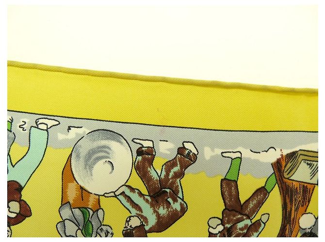 Hermès HERMES NEIGE D'ANTAN SCIARPA QUADRATA CATY LATHAM 90 SCIARPA IN SETA SETA GIALLA Giallo - vista 7