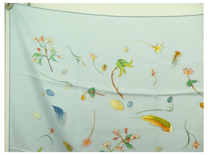 Hermès NUOVA SCIARPA HERMES FIORI E PIUME 90 SCIARPA CM P COOKE LEIGH IN SETA BLU - vista 2