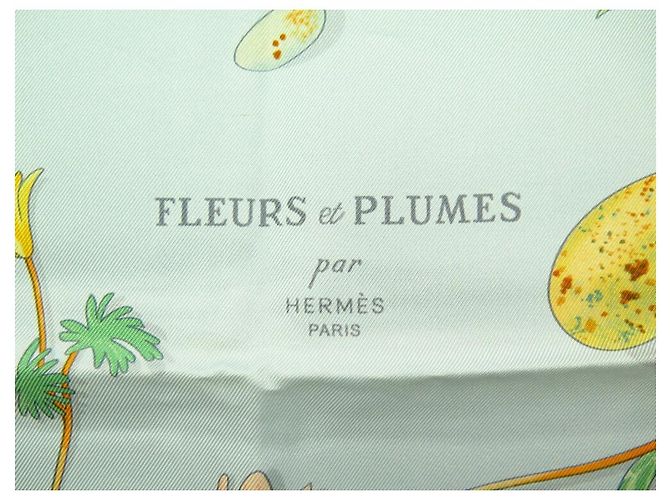 Hermès NUOVA SCIARPA HERMES FIORI E PIUME 90 SCIARPA CM P COOKE LEIGH IN SETA BLU - vista 3