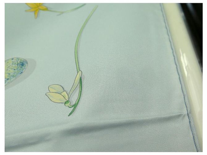Hermès NUOVA SCIARPA HERMES FIORI E PIUME 90 SCIARPA CM P COOKE LEIGH IN SETA BLU - vista 6