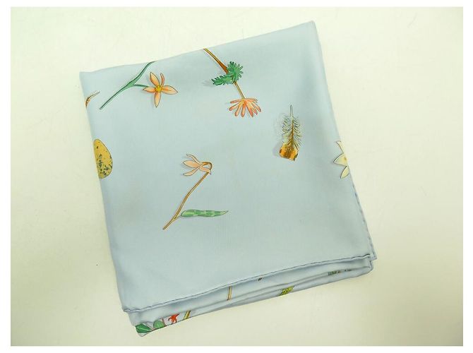 Hermès NUOVA SCIARPA HERMES FIORI E PIUME 90 SCIARPA CM P COOKE LEIGH IN SETA BLU - vista 8