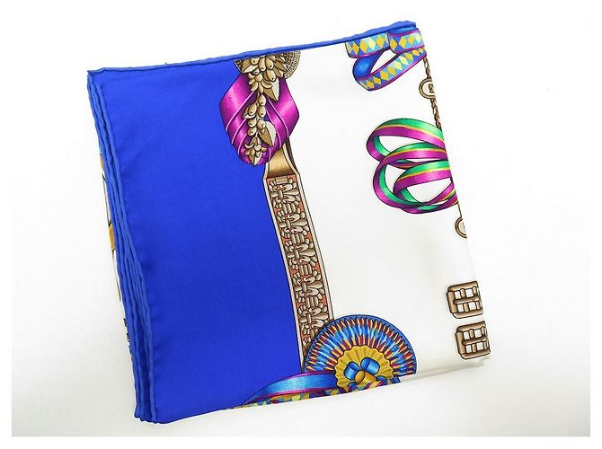 Hermès HERMES SCIARPA I NASTRI DEL CAVALLO METZ CARRE 90 SETA SCIARPA IN SETA BLU - vista 10