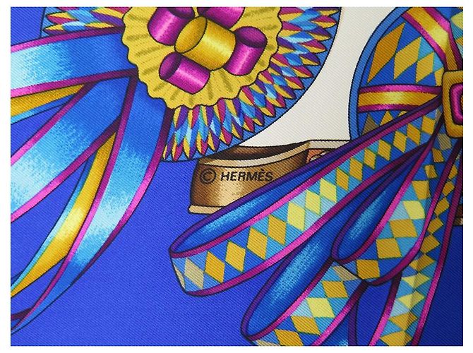 Hermès HERMES SCIARPA I NASTRI DEL CAVALLO METZ CARRE 90 SETA SCIARPA IN SETA BLU - vista 5