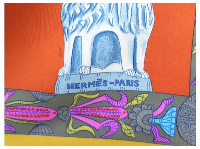 Hermès SCIARPA QUADRATA HERMES TORANA 90 SCIARPA CM ANNIE FAIVRE IN SETA GIALLA Giallo - vista 3