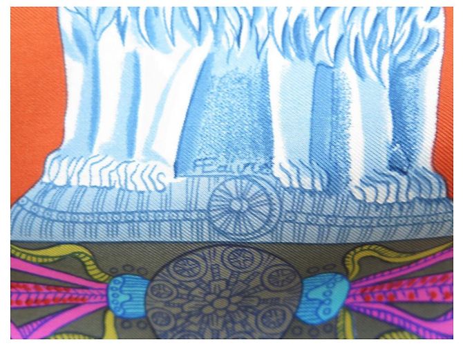 Hermès SCIARPA QUADRATA HERMES TORANA 90 SCIARPA CM ANNIE FAIVRE IN SETA GIALLA Giallo - vista 5