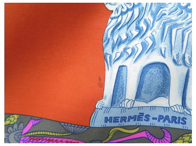 Hermès SCIARPA QUADRATA HERMES TORANA 90 SCIARPA CM ANNIE FAIVRE IN SETA GIALLA Giallo - vista 7