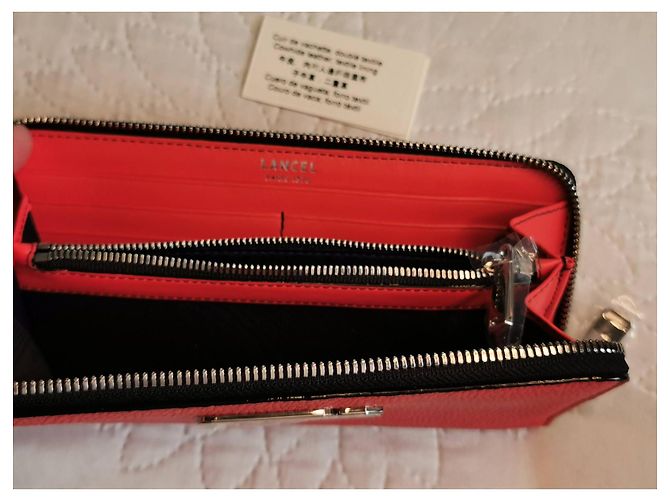 Portafoglio Lancel in pelle con zip color papaya Arancione - vista 5